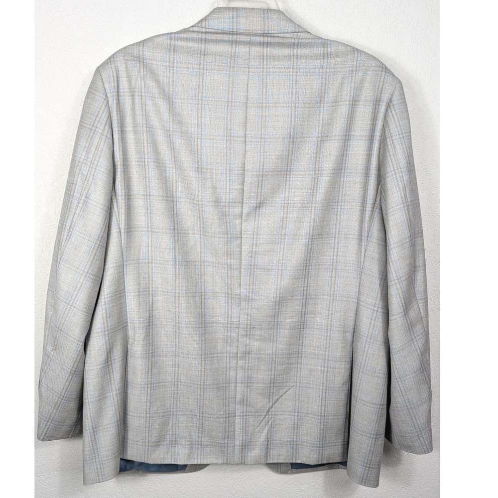 Blujacket Mens 48R Blue Plaid Regular Fit Reda Wool Blazer Sportcoat - Picture 3 of 10